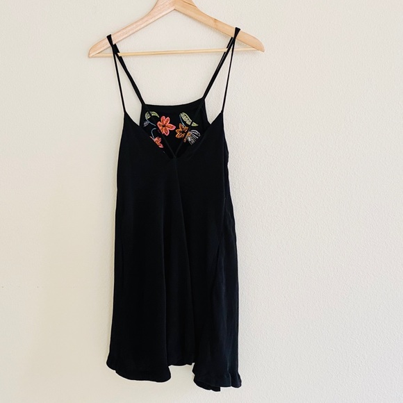 Free People Black Embroidered Spaghetti Dress XS - Picture 2 of 5
